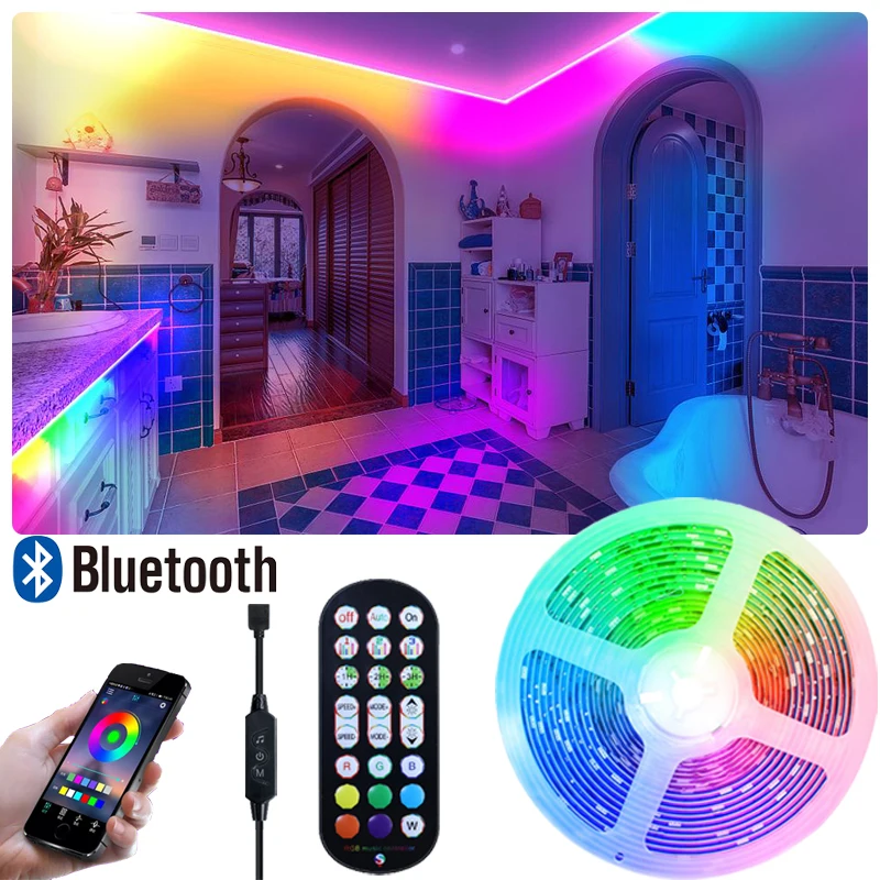 

LED USB Control for Bedroom LED Light Strip 5V Bluetooth LED Lights for Room Decoration RGB 5050 LED Bar TV Backlight Luces LED