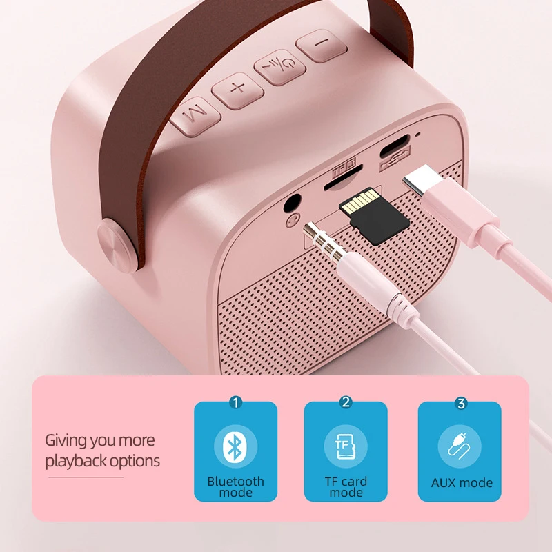 Basix Karaoke Machine Portable Bluetooth 5.0 Speaker System with 1-2 Wireless Microphones Home Family Singing Children's Gifts