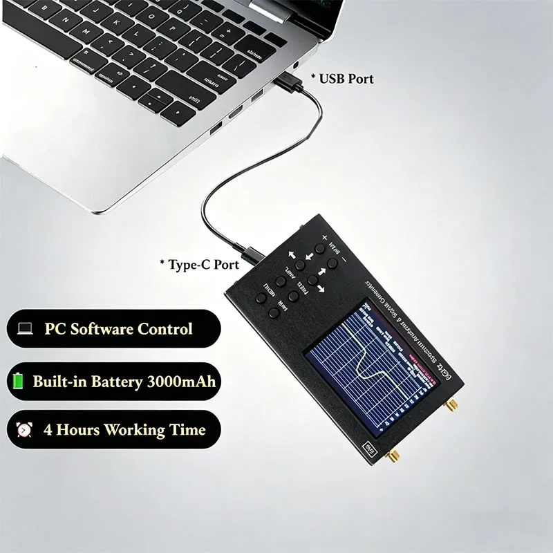 HTOOL SA6 휴대용 스펙트럼 분석기 35MHz-6200MHz 2-in-1 신호 발생기 WiFi 2G 4G LTE CDMA 분석기용 휴대용 RF 테스터