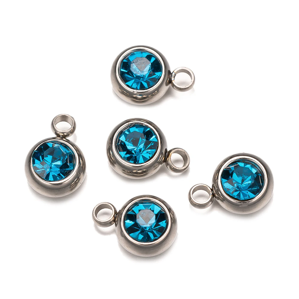 10pc Edelstahl Kristall Charms Anhänger Geburts stein DIY Mode Halskette Armband Weihnachten Ohrring Schmuck machen Zubehör – Detail 2