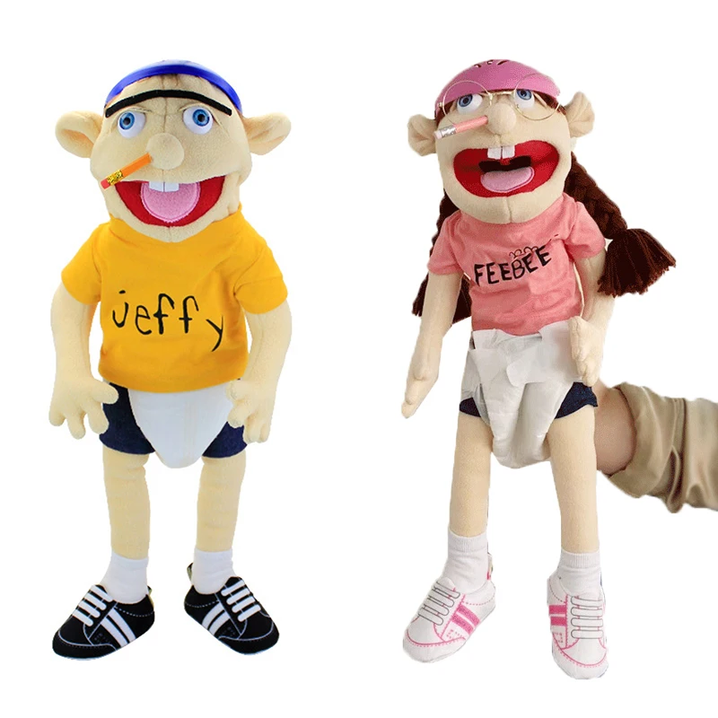 Jeffy Feebee Hand Puppet Large Children Soft Doll Talk Show Party Props Doll Plush Toys Muppet Kids Fans Birthday Christmas Gift