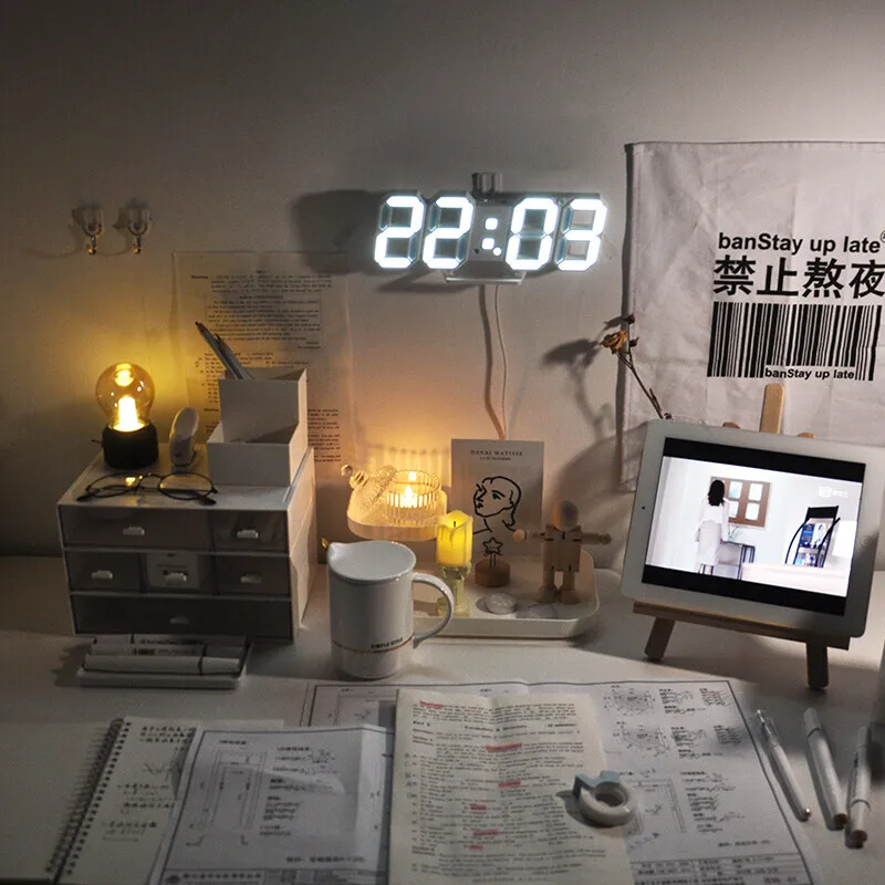 3D LED orologio digitale da parete Deco incandescente modalità notturna orologio  da tavolo elettronico regolabile orologio da parete decorazione soggiorno  orologio a LED orologi da parete