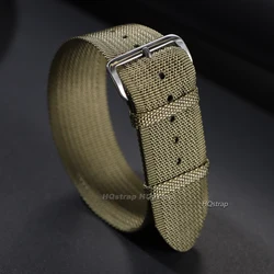 Nylon Canvas Ribbed Watch Band - Soft, Breathable Sport Strap - 22mm (Green)