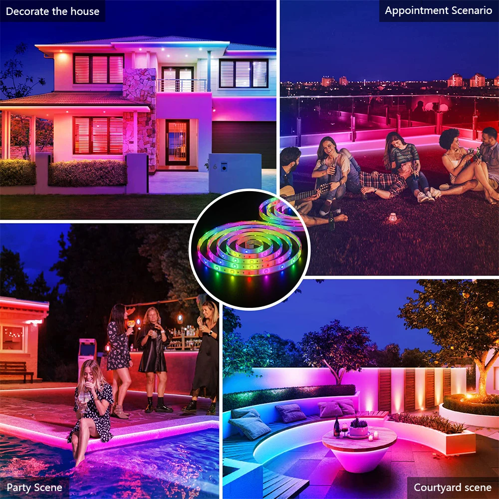 RGB solární LED lehký IP67 vodotěsný outdoorové sad vánoce dekorace girlanda vánočními solární lano textový řetězec lehký víla svléknout se 5M