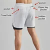 Men's 2 in 1 Double Layer Shorts Sports Fitness Casual Gym Workout Tight Shorts Brand Jogger Mesh Quick Drying Sportswear Summer 3