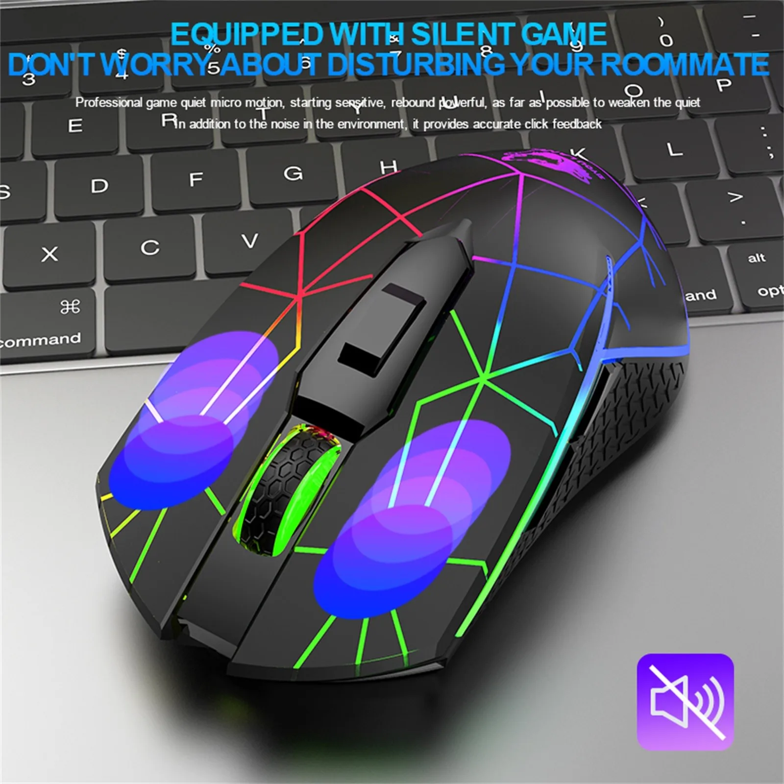 X9 Wireless RGB Luminous Mouse Rechargeable Silent Mechanical Mice 2400 DPI Adjustable Gaming Mouse Mice for PC Laptop Games best pc gaming mouse