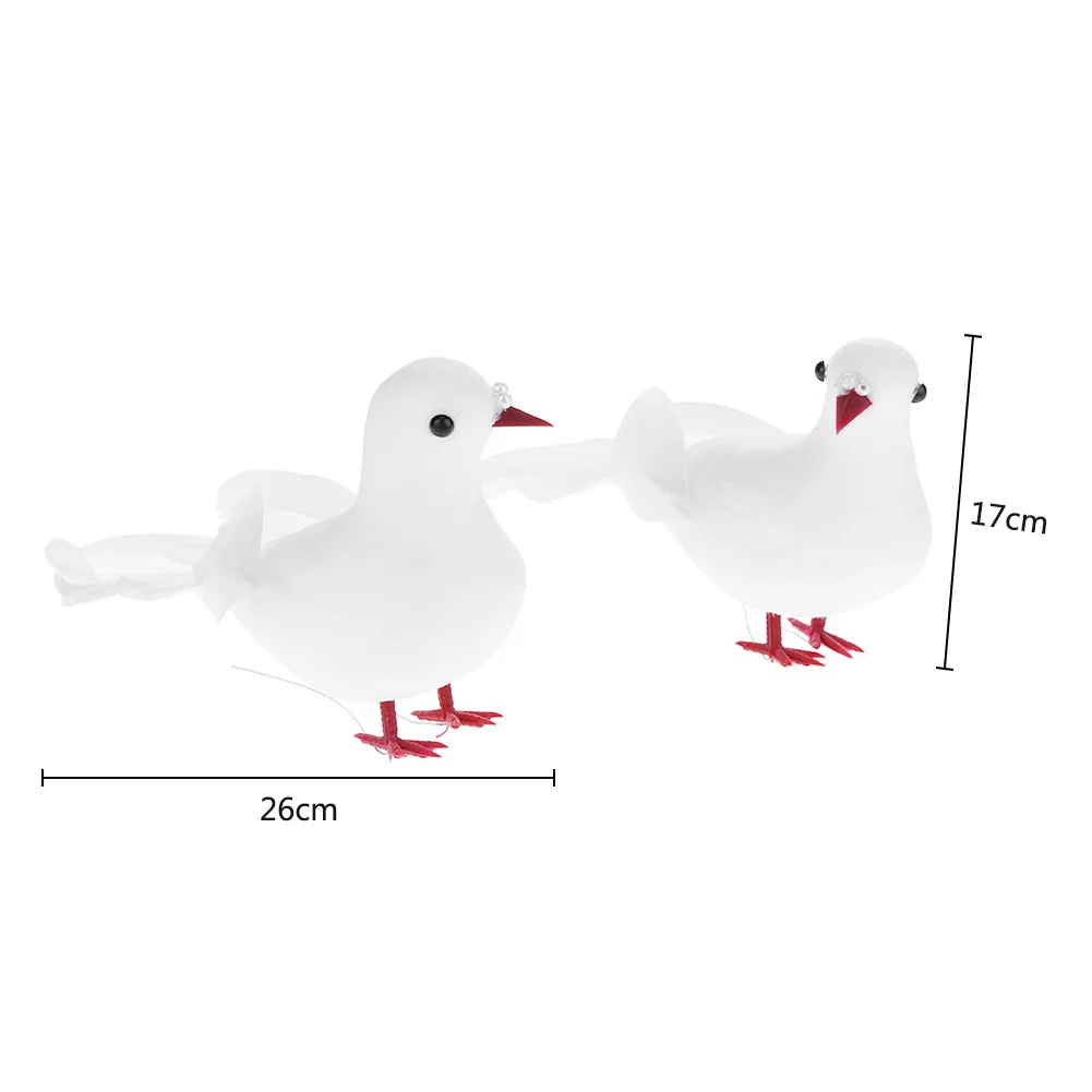 2pcs Store Decor Peace Pigeons Art Crafts Artificial Garden Birds Model Ornament Teaching Toys Photo Props for Christmas Wedding