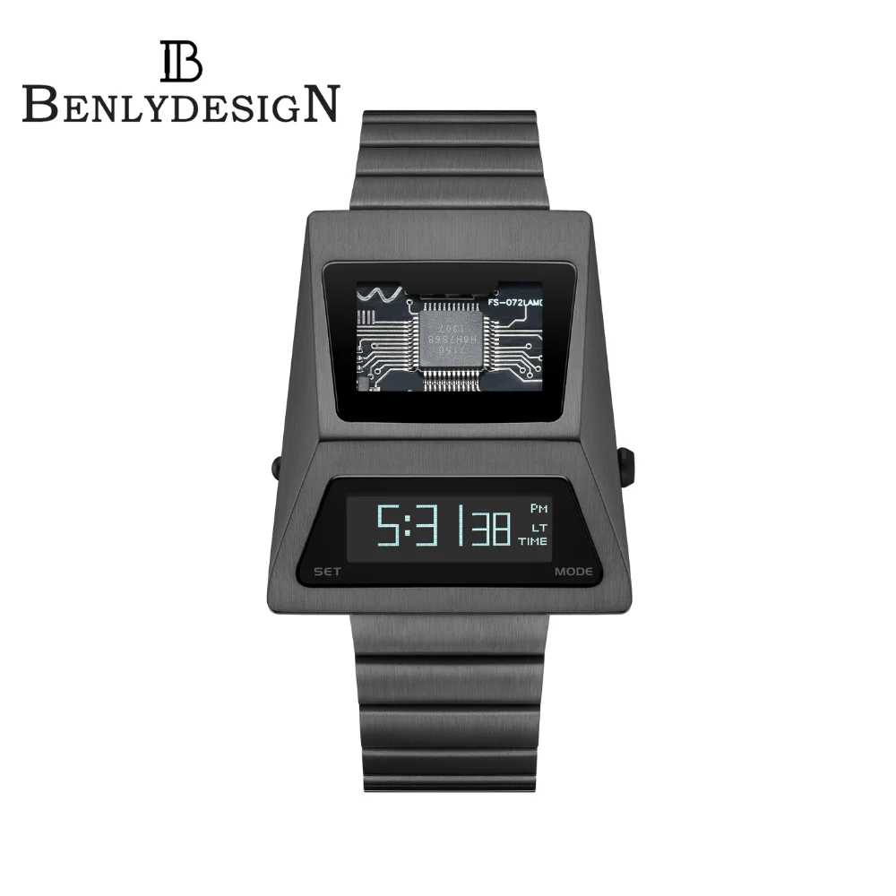 BENLYDESIGN Computron Watch for Men Solar OLED Display