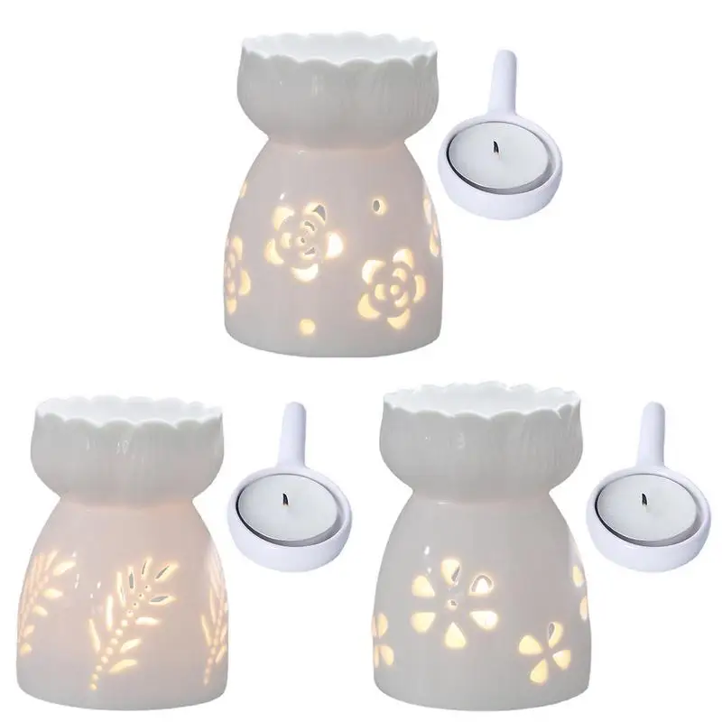 

Ceramic Oil Burner Aromatherapy Oil Burners White Hollow Ceramic Stove Ceramic Tealight Candle Holder For Bedroom Study