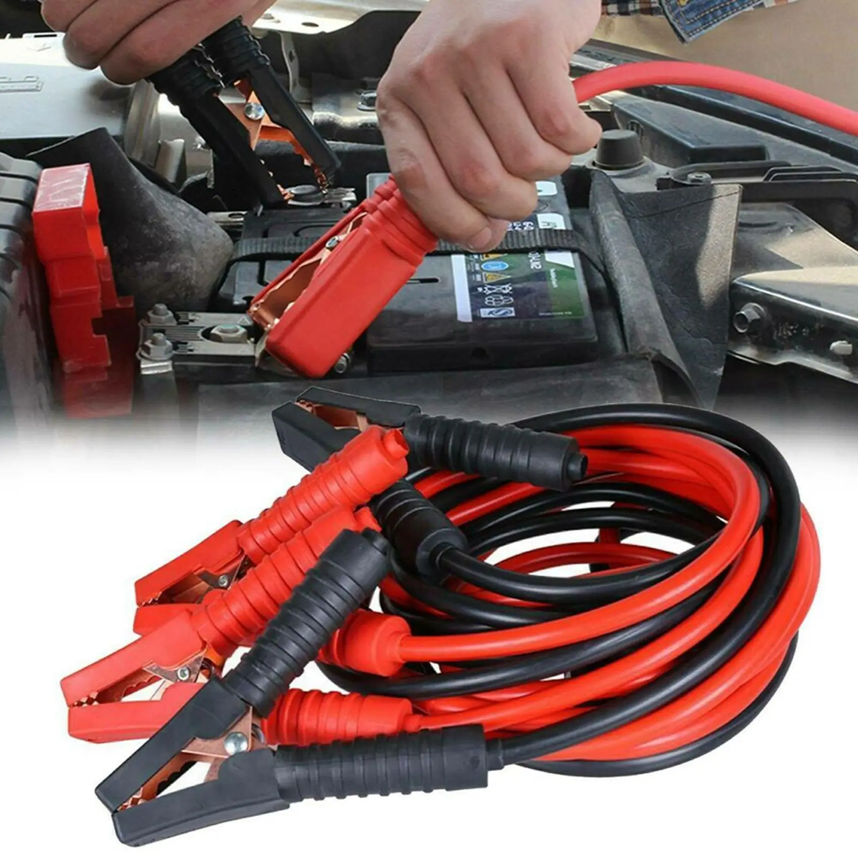 Car Battery Jumper Cable 6M 2000AMP Car Emergency Power Start Cable Whit Current Protector Car Battery Jumper Booster Line Copper Wire Clamps