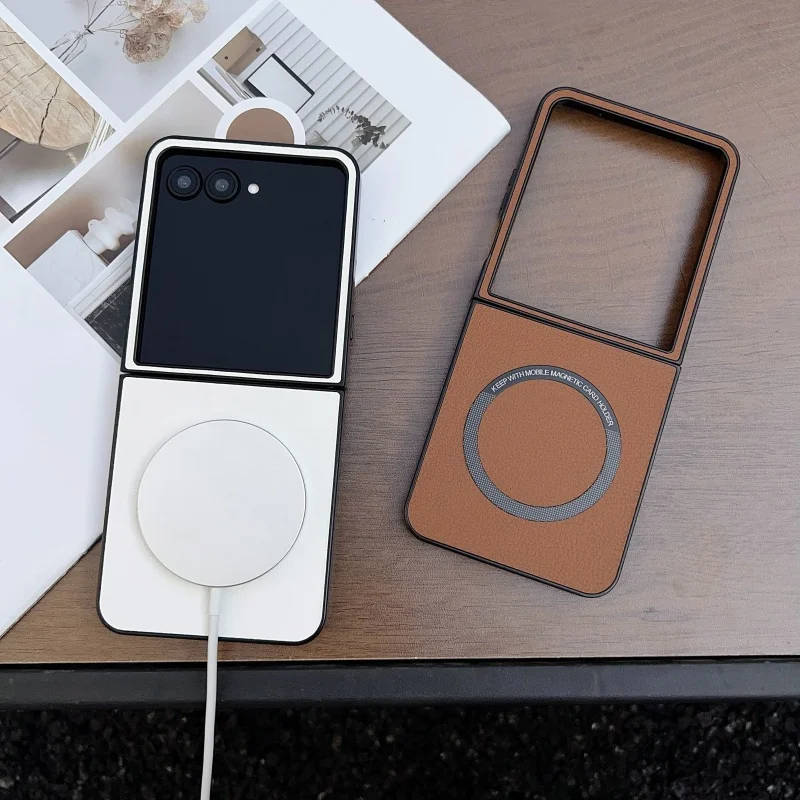 Luxury Leather Magnetic Wireless Charging Case Cover - Enhanced Design