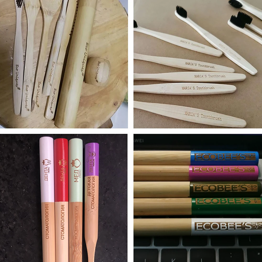 10Pcs Toothbrush Custom Eco Friendly Bamboo Toothbrushes  Dental Oral Care Bamboo Tooth Brush Charcoal Teeth Soft Bristle Teeth
