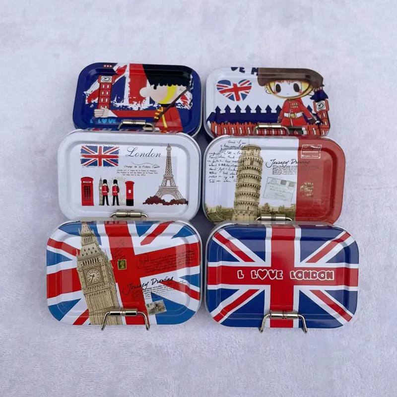 

1PC British Style Double-Layer Buckle Small Card Iron Box Small Object Storage Tin Box Jewelry Coin Earrings Collection Gift Box