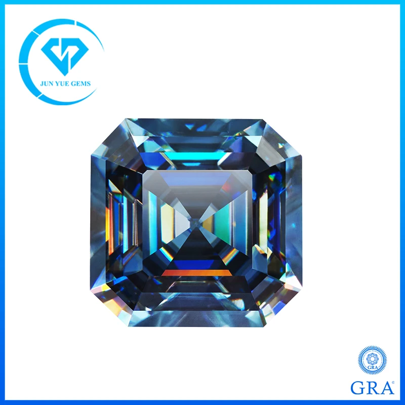 

Never Fade Royal Blue Moissanite Stone Asscher Cut 1.0-5.0ct Moissanite Lab Diamond Loose Gemstones with GRA Certificate