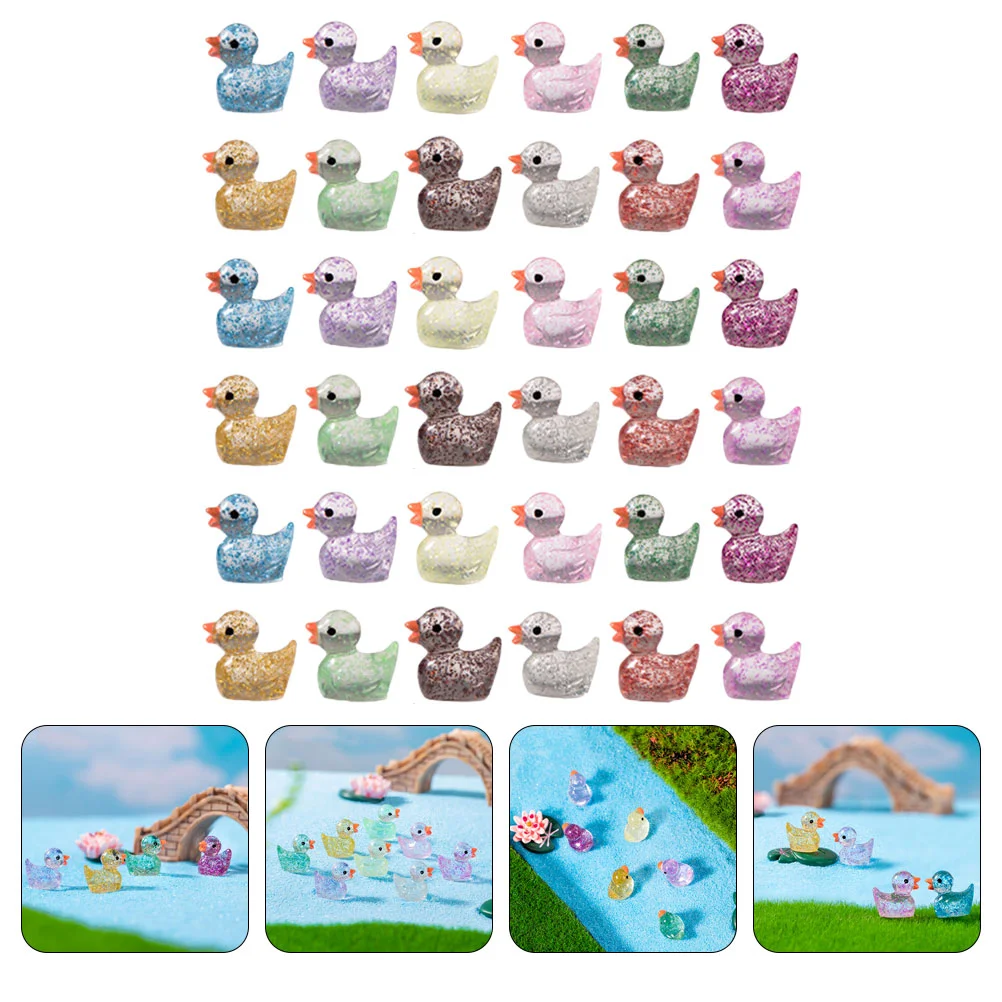 36 Pcs Ornament Mini Ducks Resin Crafts Garden Decoration Number