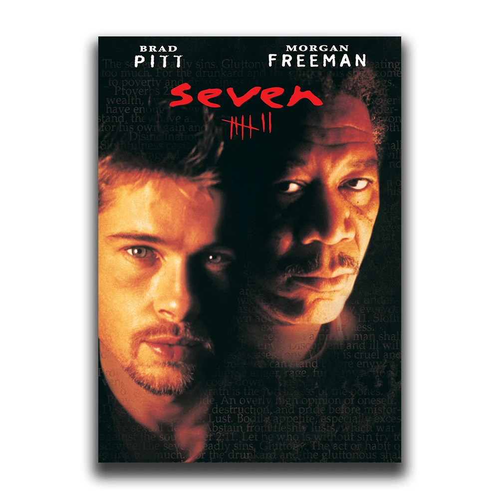 Vintage Black Cinema Art: Se7en Film Canvas Wall Mural