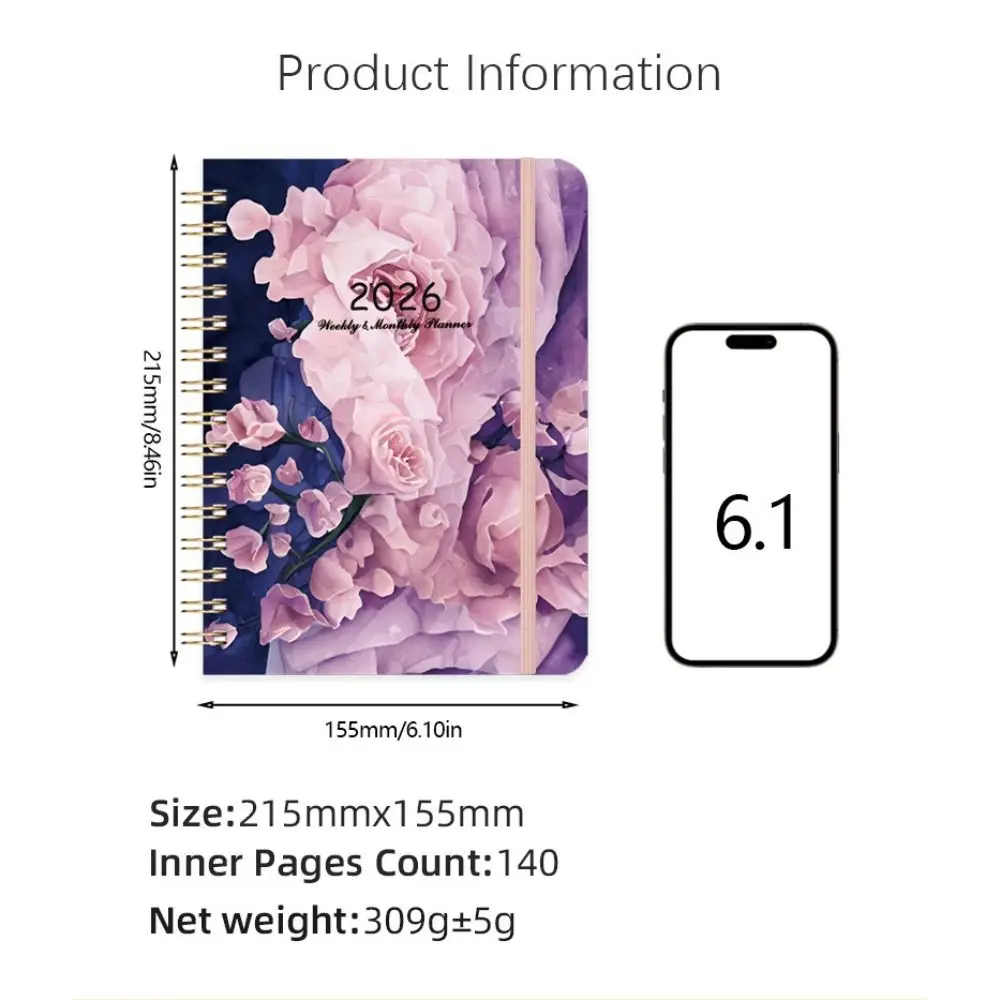 New A5 2026 Planner Weekly and Monthly Agenda Academic Planner Monthly Tabs Jan.2026 - Dec.2026 Coil Notebook 6