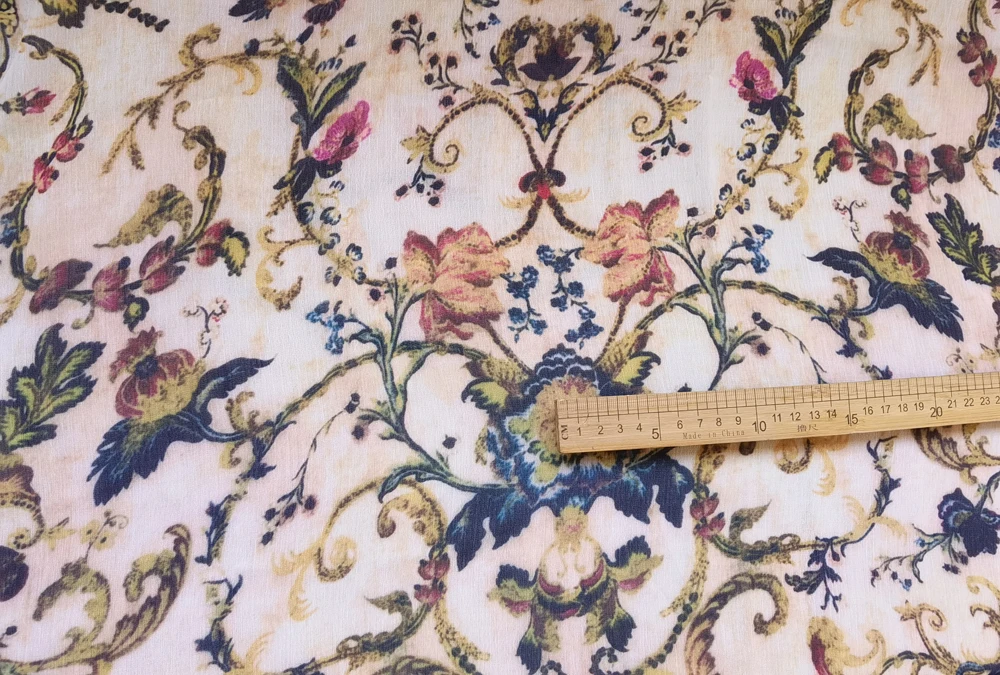 58 ''breit für Meter Digitaldruck Chiffon Stoff Vintage zerkn ittert Chiffon Crêpe Hochzeit Robe Material