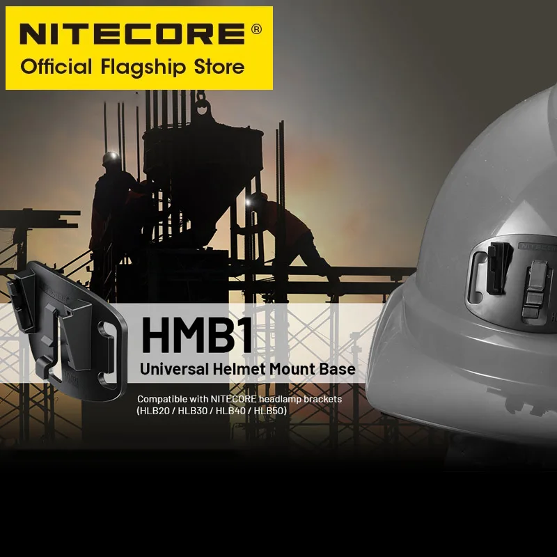 Support Casque Tactique Nitecore HLB30 + HMB1 - Pour Lampe Frontale NU31/NU33 - Compatible NVG - Matériau PC