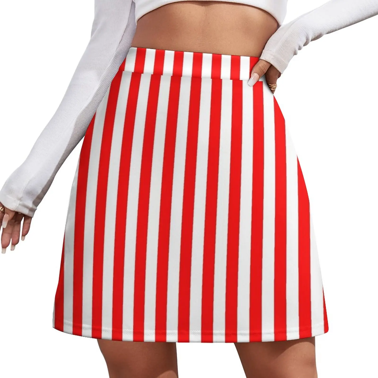 Red and White Striped Slimming Dress Mini Skirt skirt women women clothing 2023 new arrivals