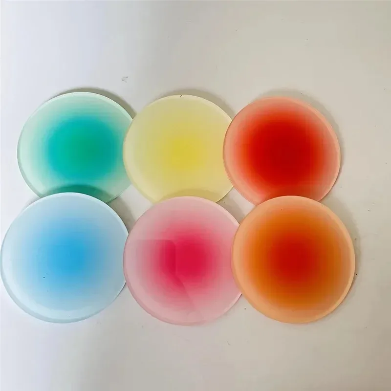 Acrylic coaster anti scald circular gradient candy color ins shooting props decoration ornaments insulation mat dining table mat