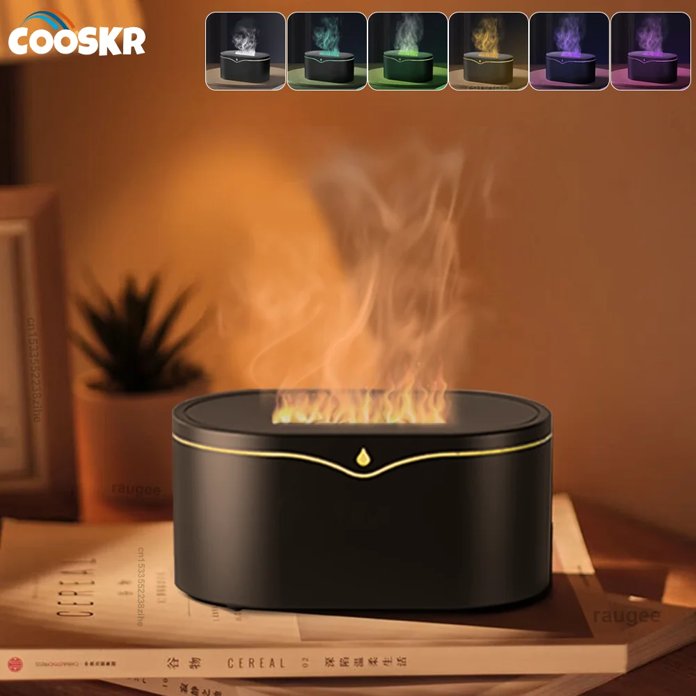 Flammenbefeuchter, Aroma-Luftbefeuchter, Mini-Luftbefeuchter für ätherische Öle für Zuhause, Aromatherapie, Duftdiffusor mit LED-Licht