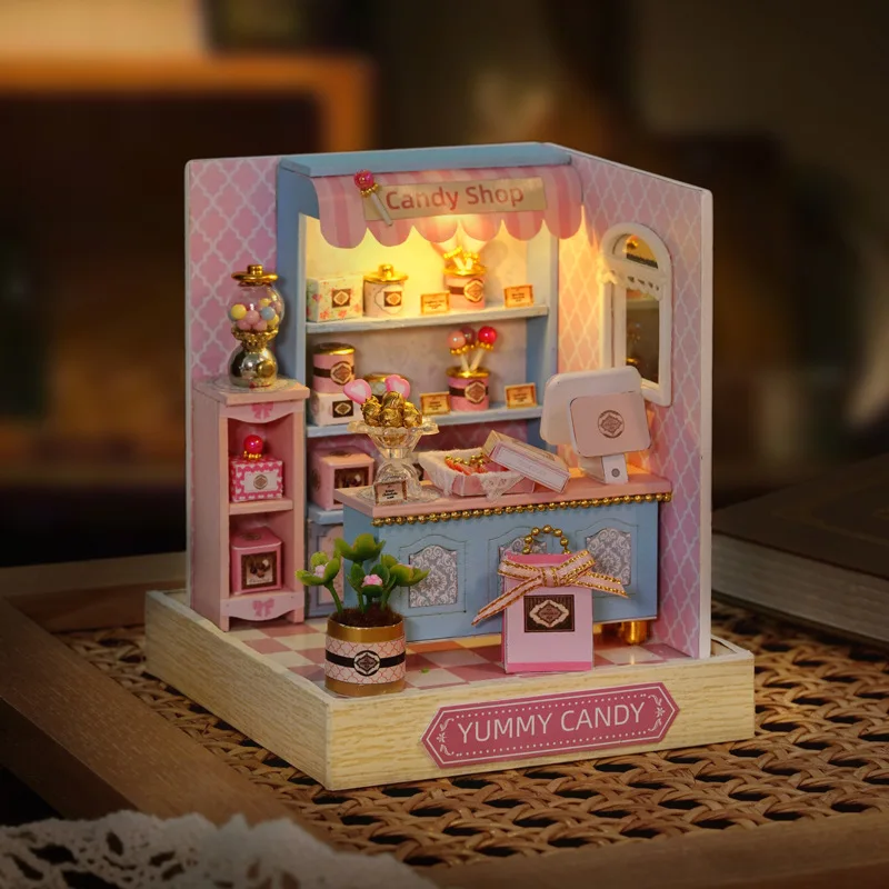 Mini miniaturowy domek dla lalek DIY zestaw mały domek do robienia zabawek do domu dekoracje do sypialni z meblami drewniany domków dla lalek