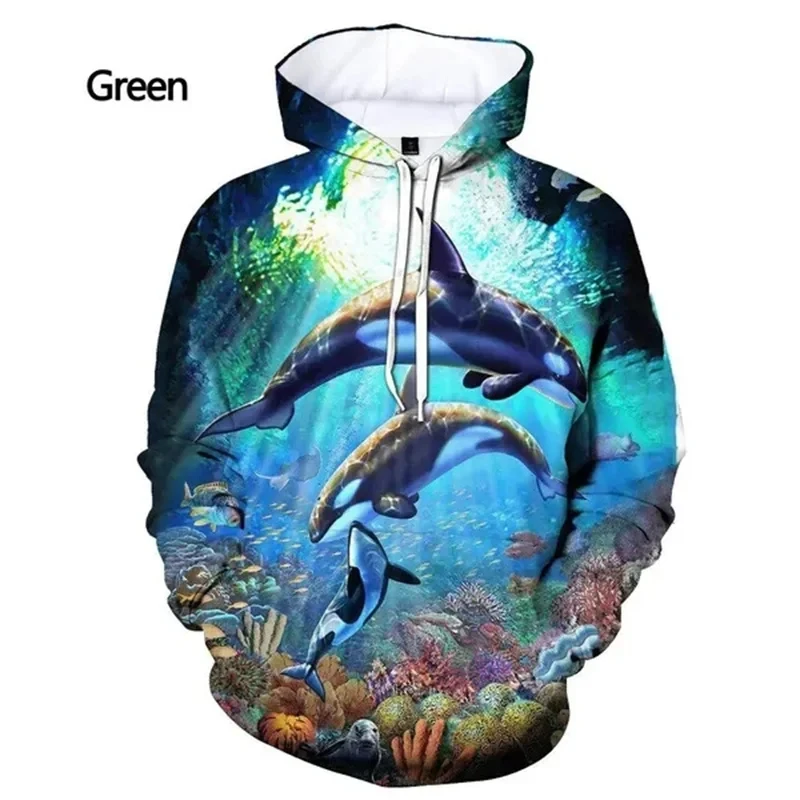 

New Fashion 3D Dolphin Printed Hoodies For Men Ocean Animal Graphic Sweatshirt Children Hipster Streetwear Pullover Women Hoodie