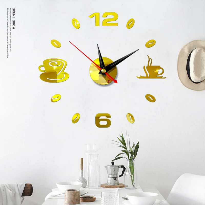 3D Wall Clock Acrylic Frameless Quartz Silent Home Decor