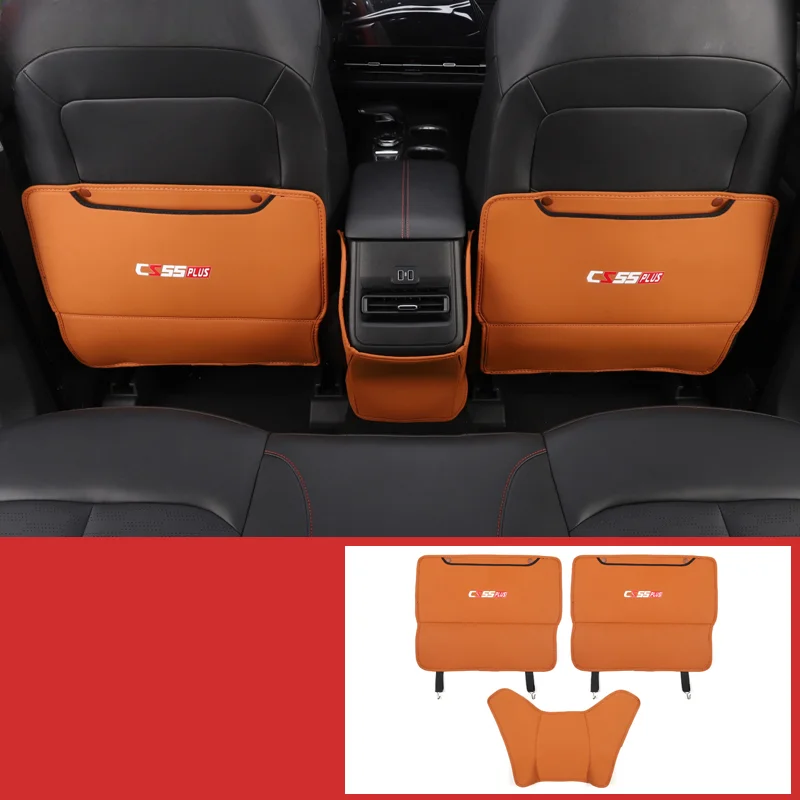 Car PU Leather Anti Kick Mat Pad Anti-kick Protector Mats Seat Back Protector Accessories For Changan CS55 Plus Restyling