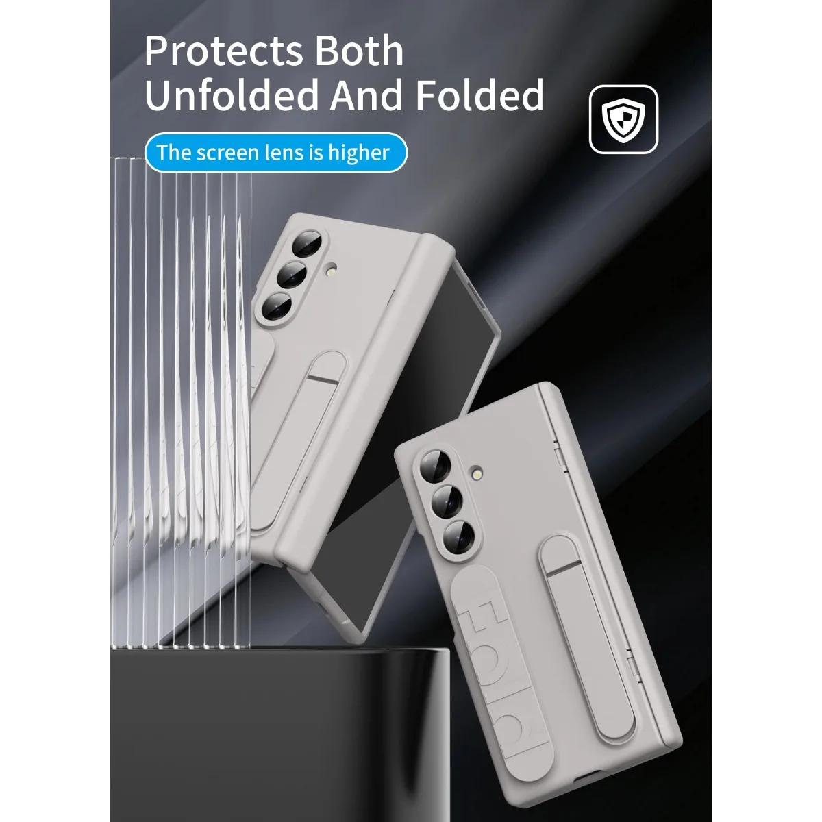 Silicone Case with Hidden Kickstand and Screen Film - Full Body Protection with Hinge Guard