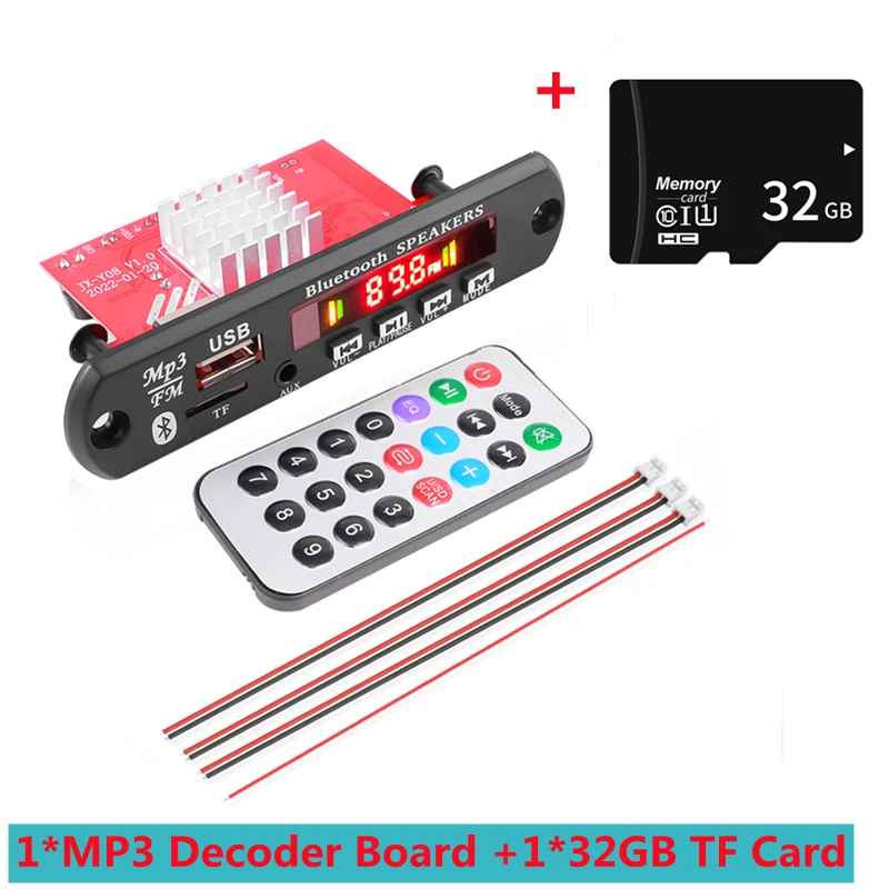 mp3player juice 2*60W Amplifier 8-24V HiFi Stereo MP3 Decoder Board 120W Bluetooth 5.0 Car FM Radio Module Support TF USB AUX Radio For Speaker spotify mp3 player MP3 Players