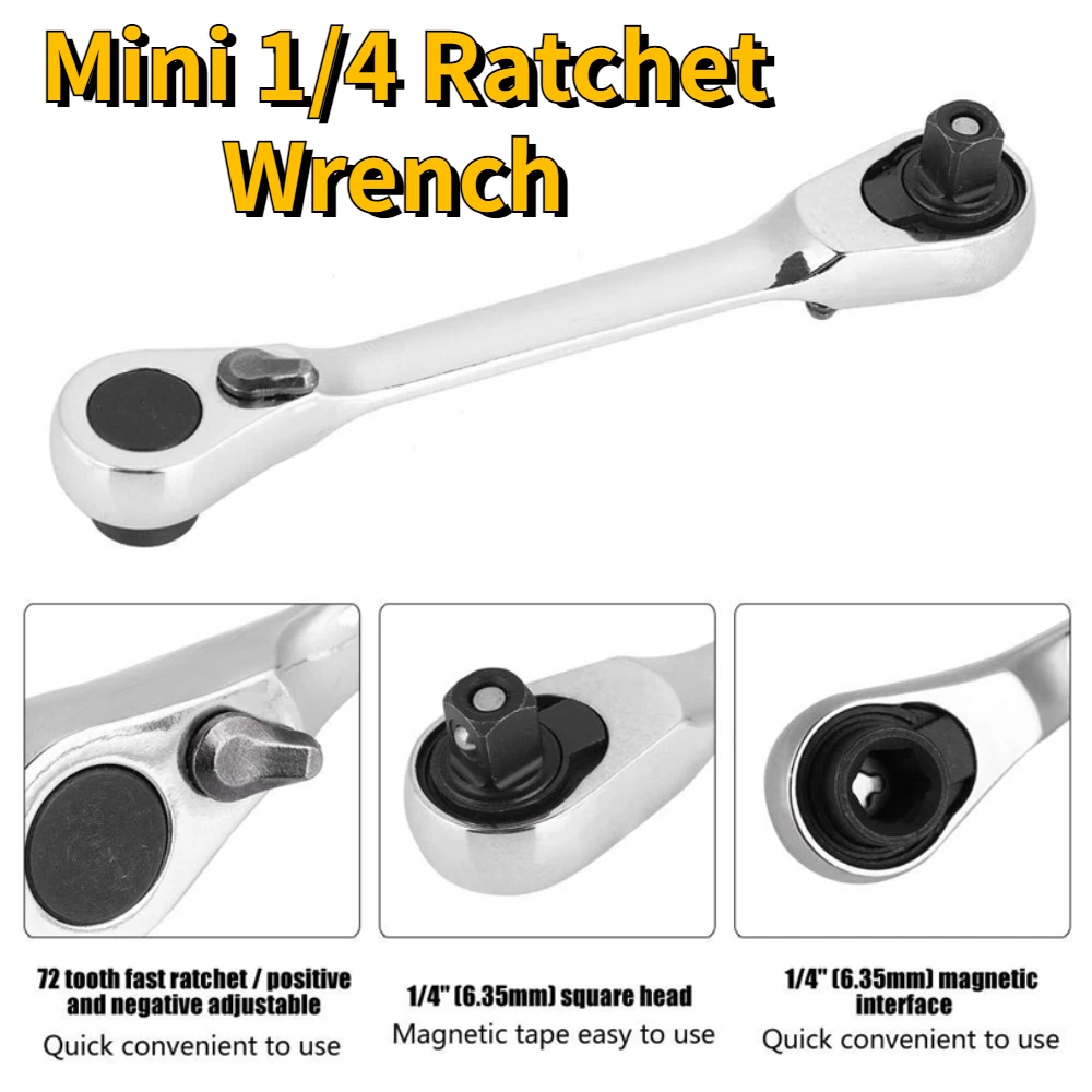 Mini 1/4 Ratchet Wrench Double Ended Quick Socket Ratchet Wrench ...
