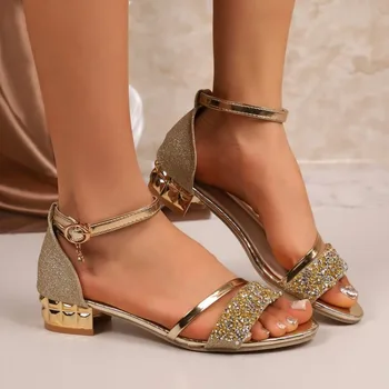 New Fashion Women's Sandals Gold and Silver Low Heel Casual Shoes Women Open Toe Summer Light Fashion Women's Shoes 36-43 1
