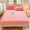 2024 New Tuff Wool Solid Color Bed Hat Autumn/winter Thickened Thermal Mattress Cover 360 Degree Wrap with Elastic Sheet 200x220 2