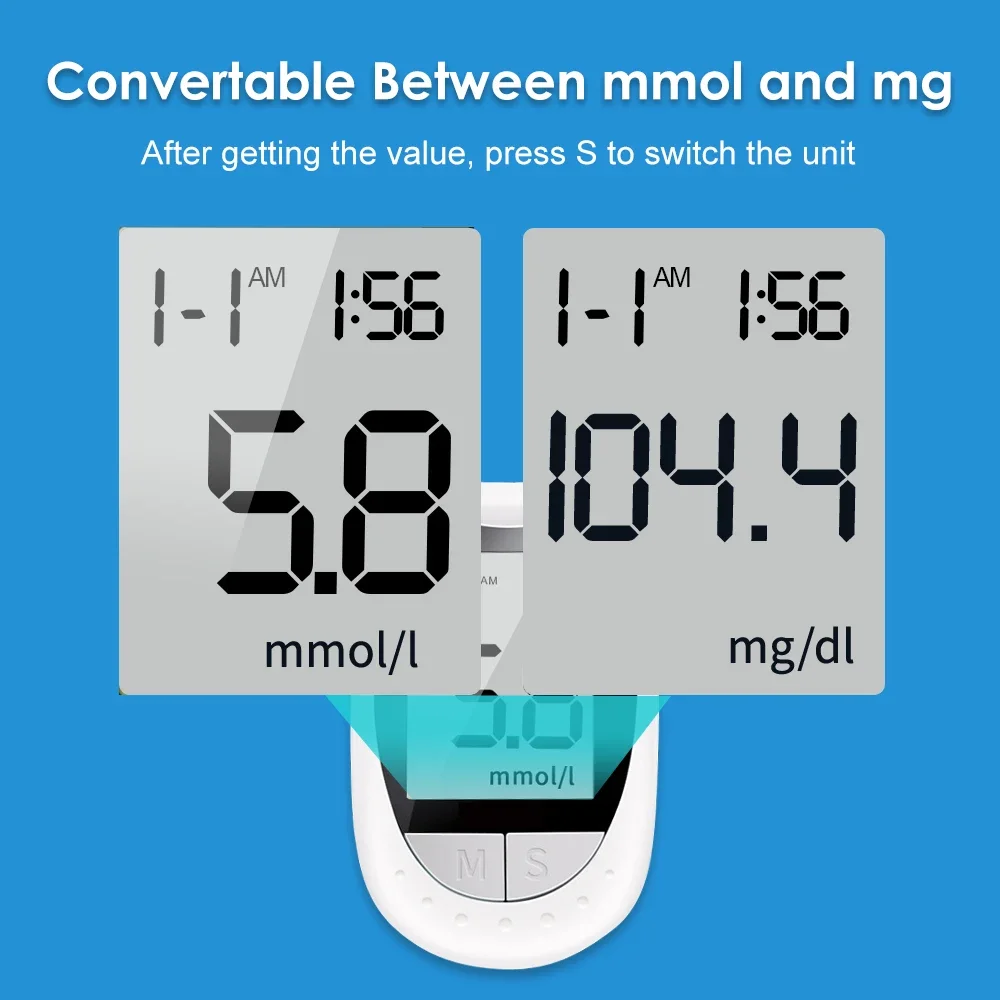 Blood Pressure Monitor Blood Glucose Meter Medical Glucometer Kit Tester With 50Pcs Test Strips & Lancets Needles