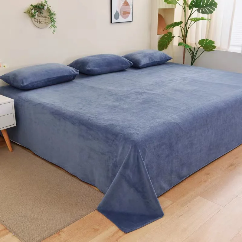 Winter Warm Thick Plush Velvet Flat Sheet Solid Color Large Size Soft  Flannel Bed Sheet 350x245cm Not Including Pillowcase 3