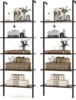 5-Tier Bookshelf, Modern Wall Mounted Ladder Shelf, 5 Tiers Wood Open Bookcase w/Metal Frame, Home Office Display Rack 3