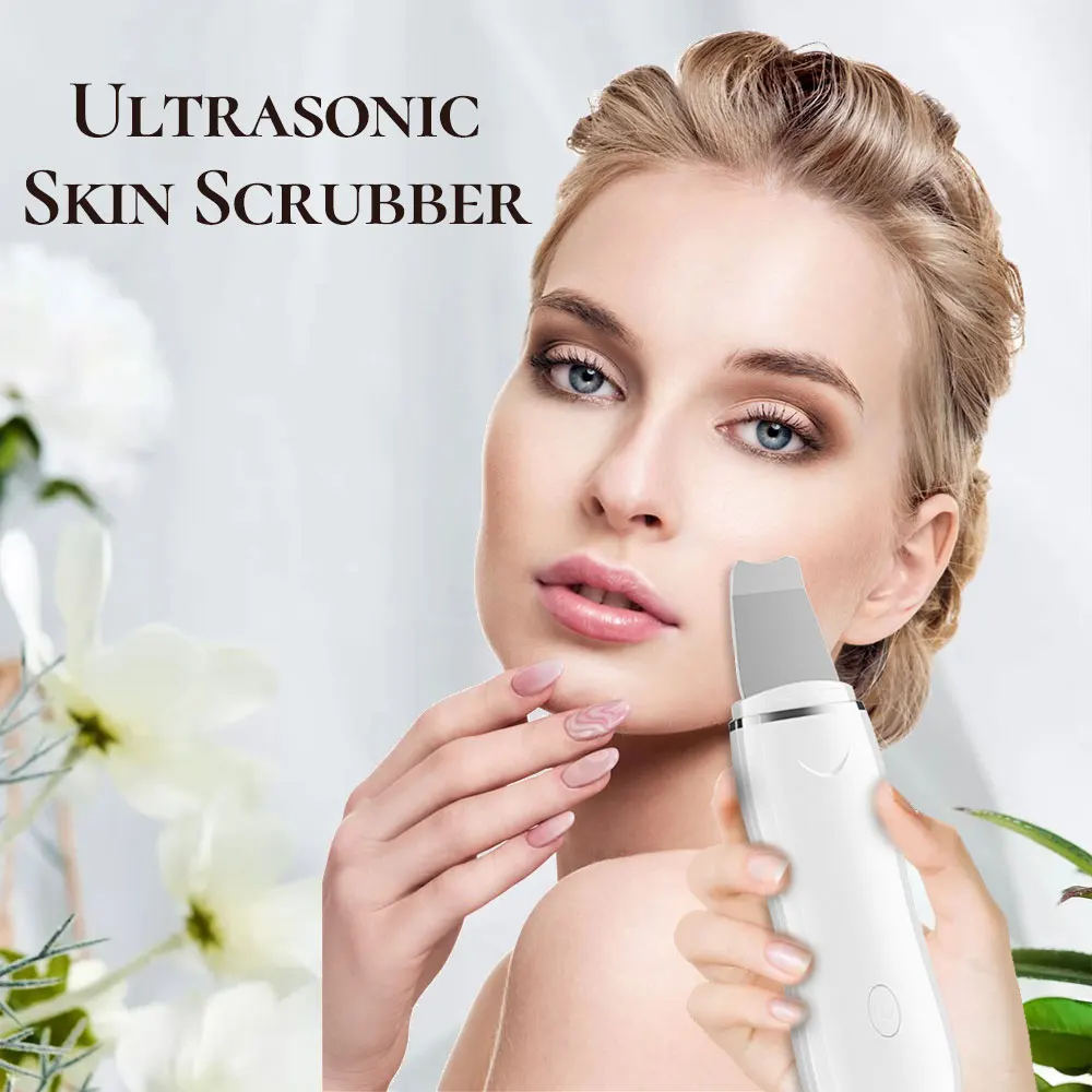 Ultrasonic Facial Skin Scrubber Peeling Ultrasound Beauty Device Face Acne Blackhead Remover Skin Scrubber Facial Cleaning Tool