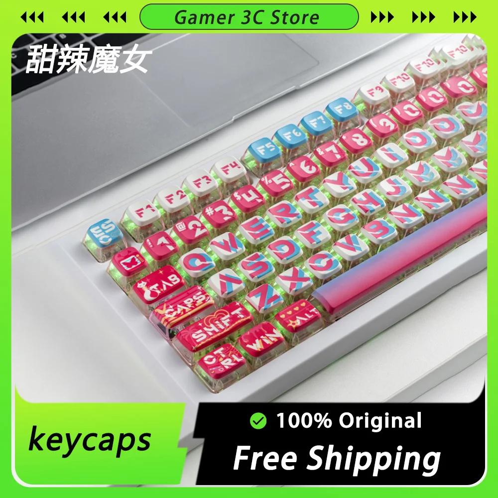 

Witch Keycaps PBT Sublimation Mechanical Keyboard Keycap Sets 122 Pieces ASA Height Purple Pink Pc Gamer Accessories Gifts