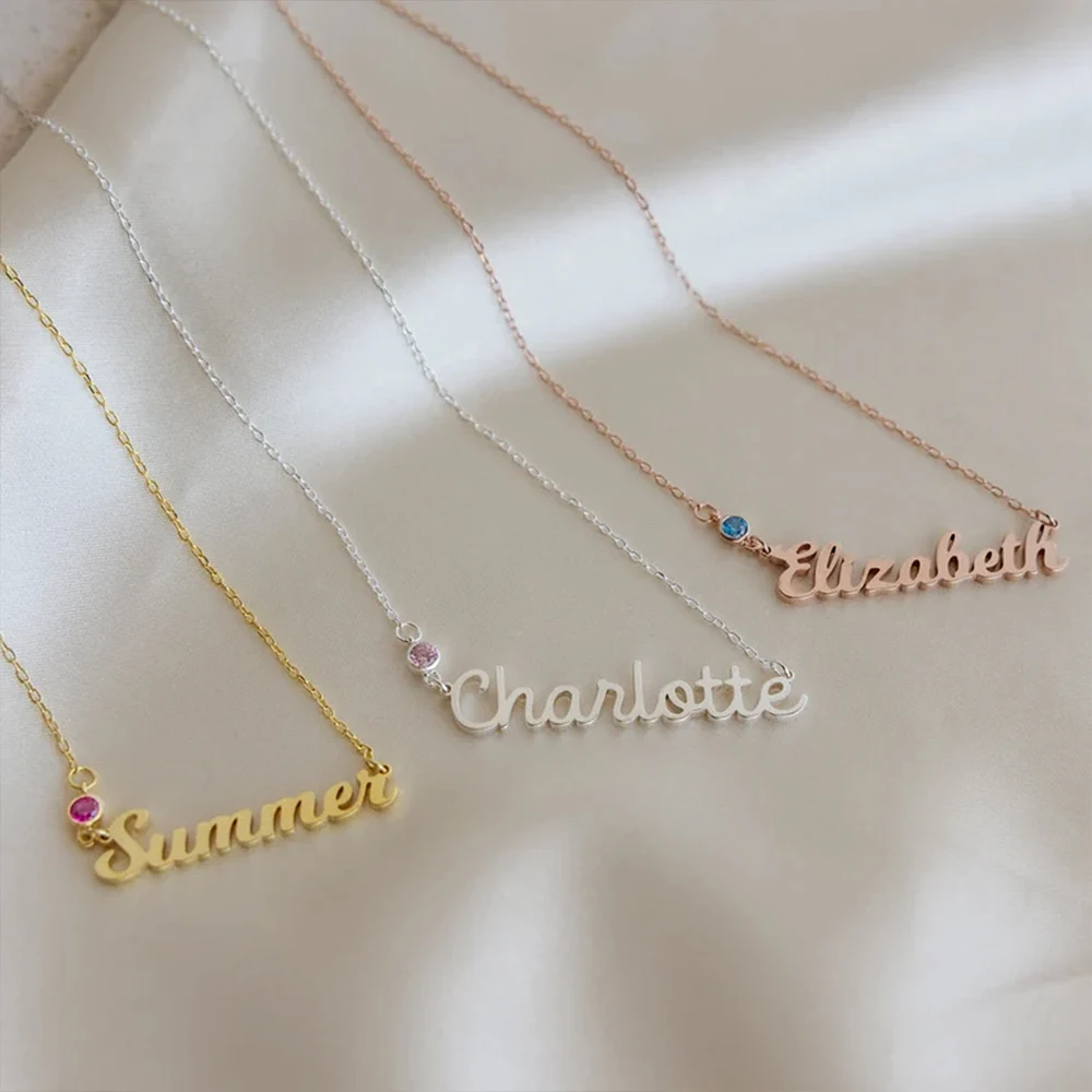 

Customized Name Women Necklace Personalised Birthstone Pendant Stainless Steel Choker Jewelry Gift Collar Acero Inoxidable Mujer