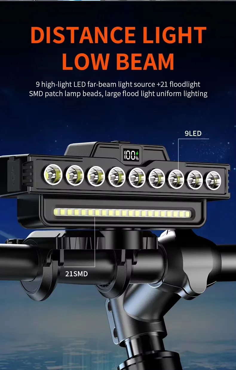 USB Rechargeable Bike LED Front Light With Cycling Bike Horn Waterproof Bicycle Bell Front Light Easy To Instal Night Riding