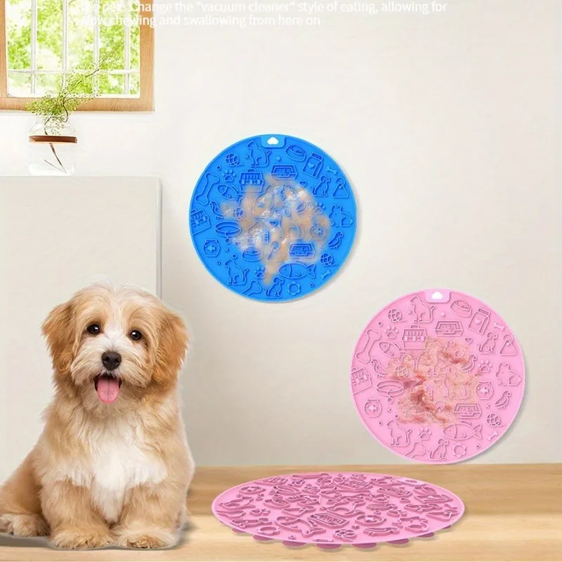 

Silicone Round Pet Slow Feeder Mat Dog Licking Pad With Suction Cups Pet Placemat For Cat Anxiety Relief Pet Feeding Supplies