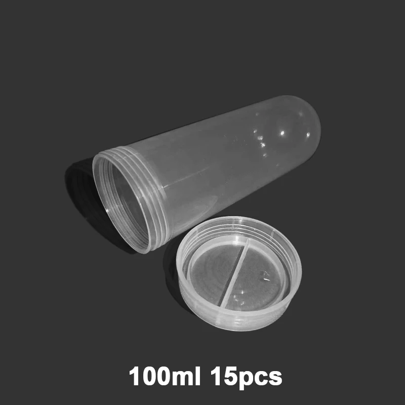 100ml Screw Cap Round Bottom Centrifuge Tube Plastic Test Tubes Laboratory ample Vial Container Lab Supplies 15Pcs