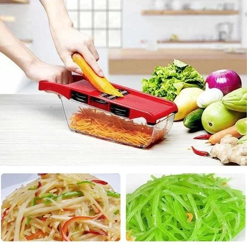 Multifunctional 9 In 1 Vegetable Slicer Cutter Shredders Slicer with Basket Fruit Potato Chopper Carrot Grater Kitchen Gadgets