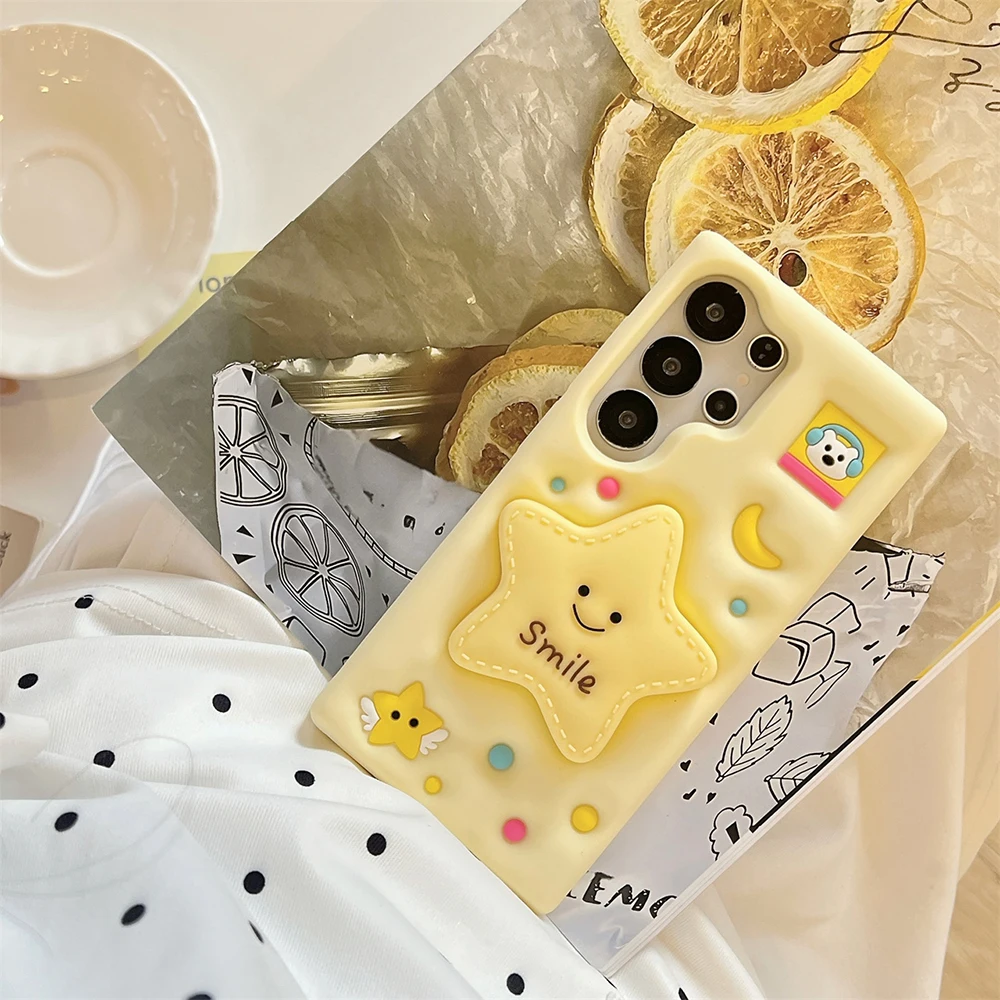 3D Twinkle Star Soft Phone Case with Stand Holder Cover