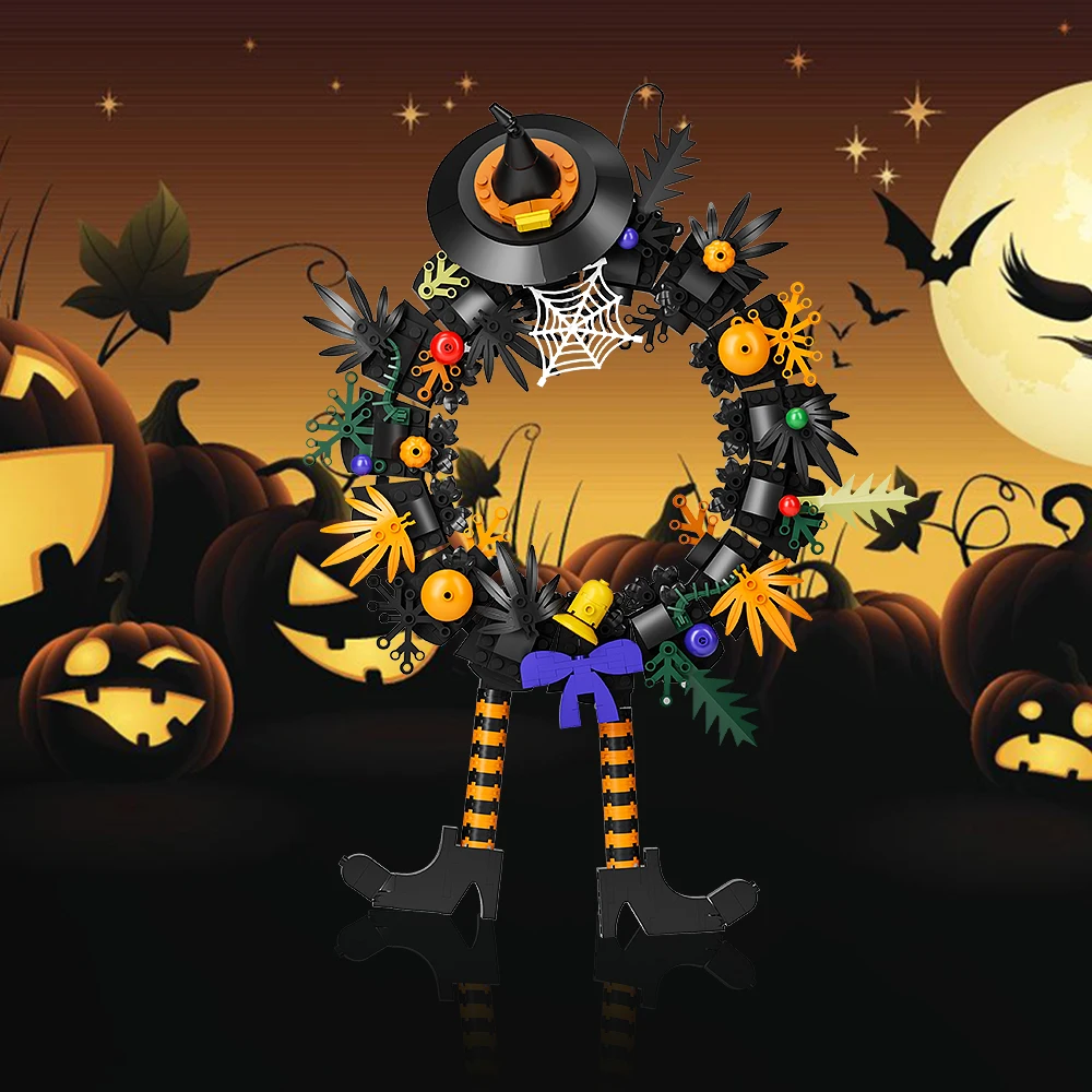 Moc Halloween Kranz Modell Bausteine Urlaub Event Party Dekoration Ornamente Girlande montiert Ziegel Spielzeug Weihnachts geschenke – Detail 2