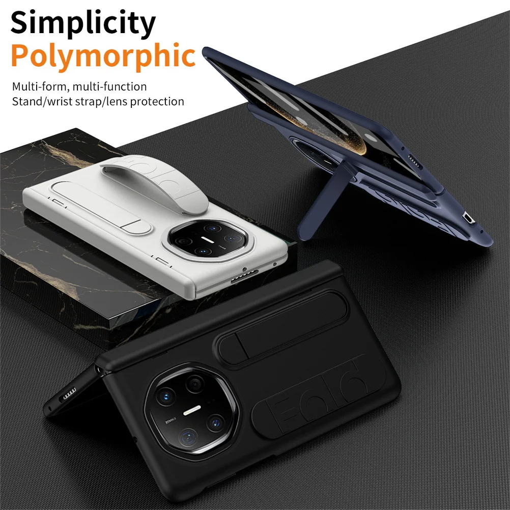 Multifunctional Kickstand Wrist Strap Folding Tempered Glass Protective Case
