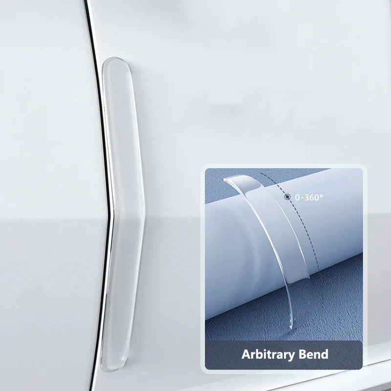 Extended Car Door Bumper Strip Transparent Body Protector Anti-scratch Anti-scuff Protective Strip Body Decoration 4PCS
