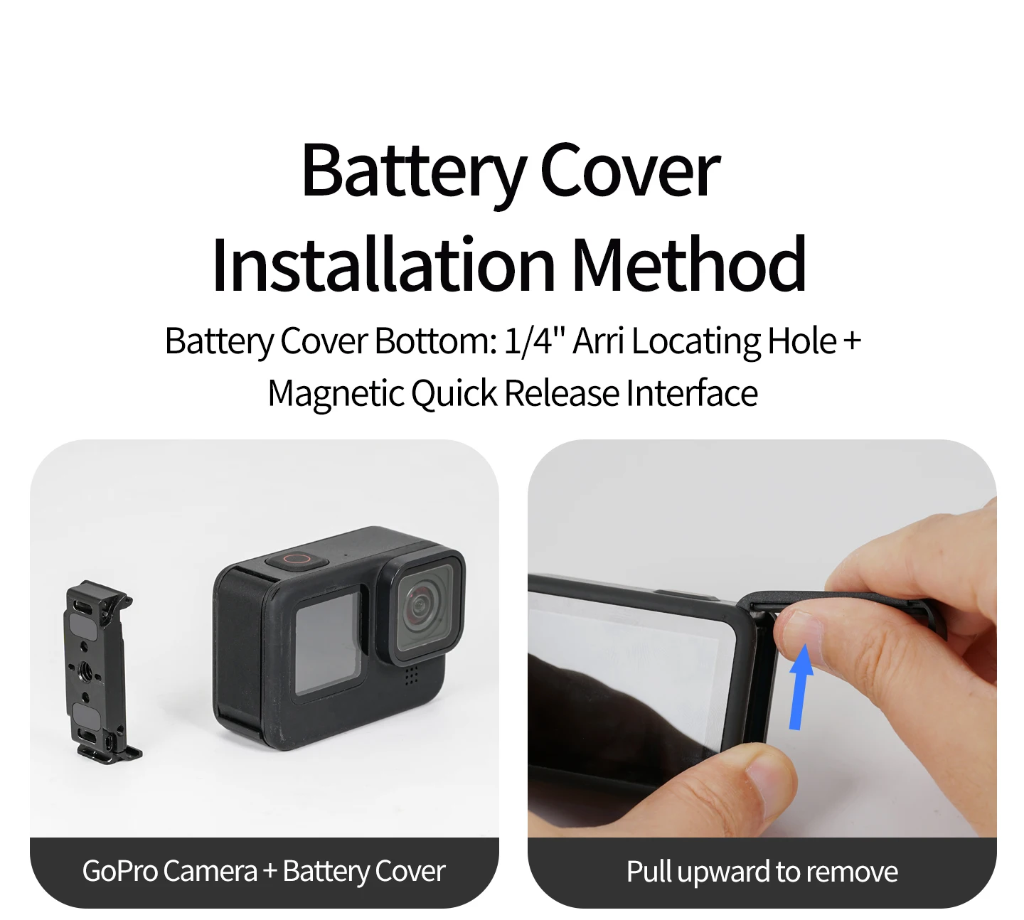 Schnellverschluss-Batterieabdeckung, magnetische vertikale Aufnahmehalterung, wasserdichte Halterung für Gopro 13, 12, 11, 10, 9, 8, Action-Kamera – Detail 5